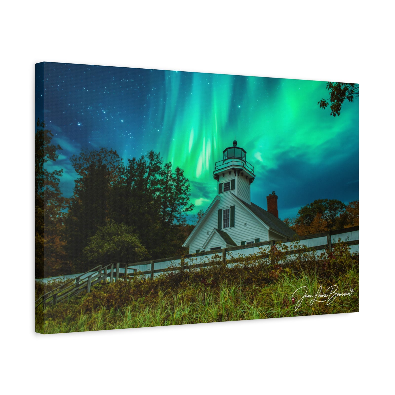Mission Point Lighthouse - Northern Lights 1 - Matte Canvas Print