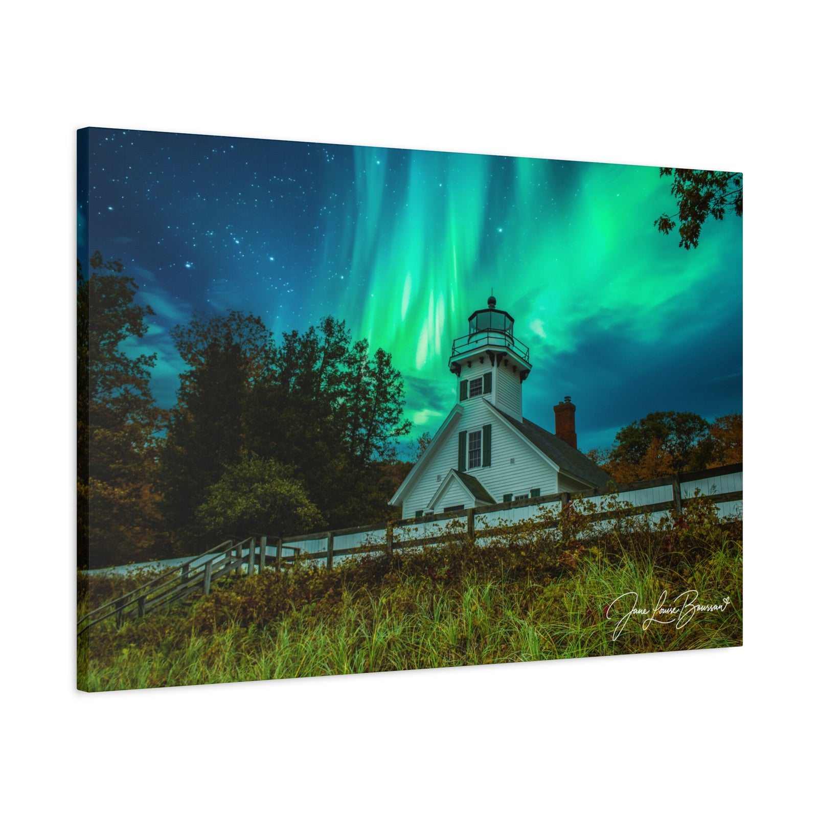 Mission Point Lighthouse - Northern Lights 1 - Matte Canvas Print