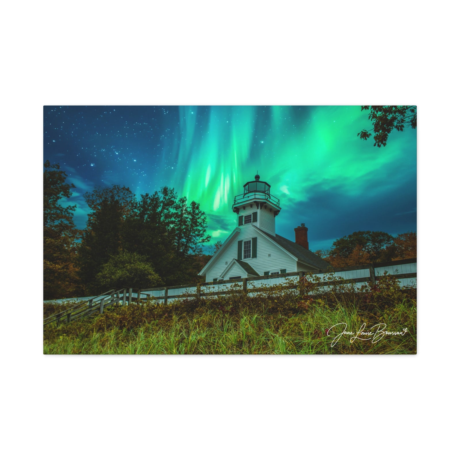 Mission Point Lighthouse - Northern Lights 1 - Matte Canvas Print