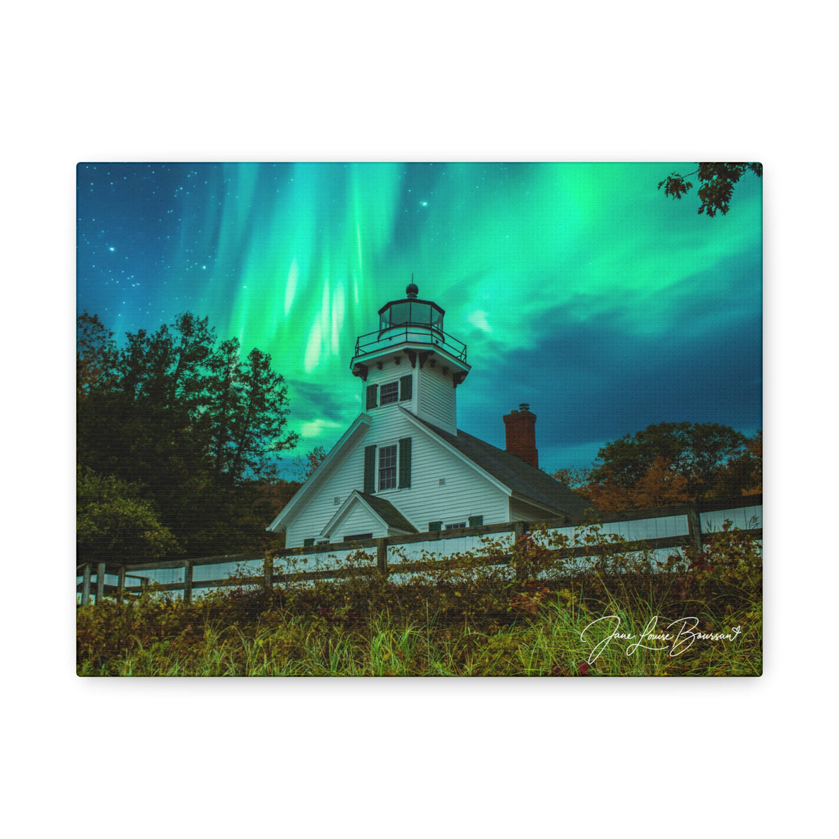 Mission Point Lighthouse - Northern Lights 1 - Matte Canvas Print