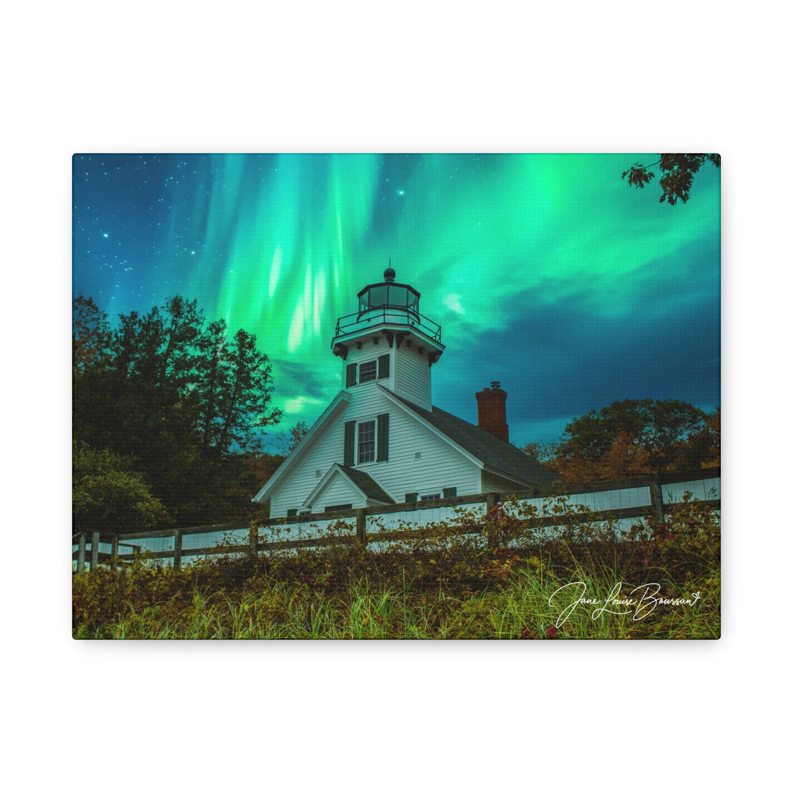 Mission Point Lighthouse - Northern Lights 1 - Matte Canvas Print