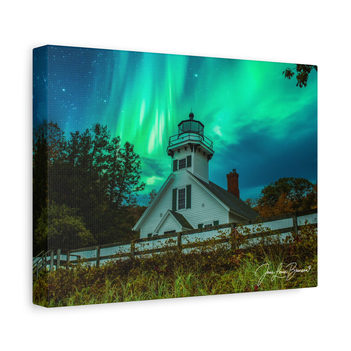 Mission Point Lighthouse - Northern Lights 1 - Matte Canvas Print