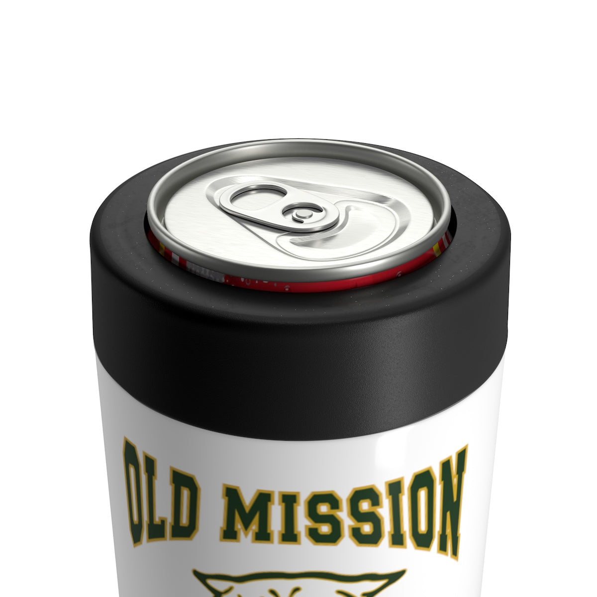 Old Mission Panthers White Stainless Steel Can Holder