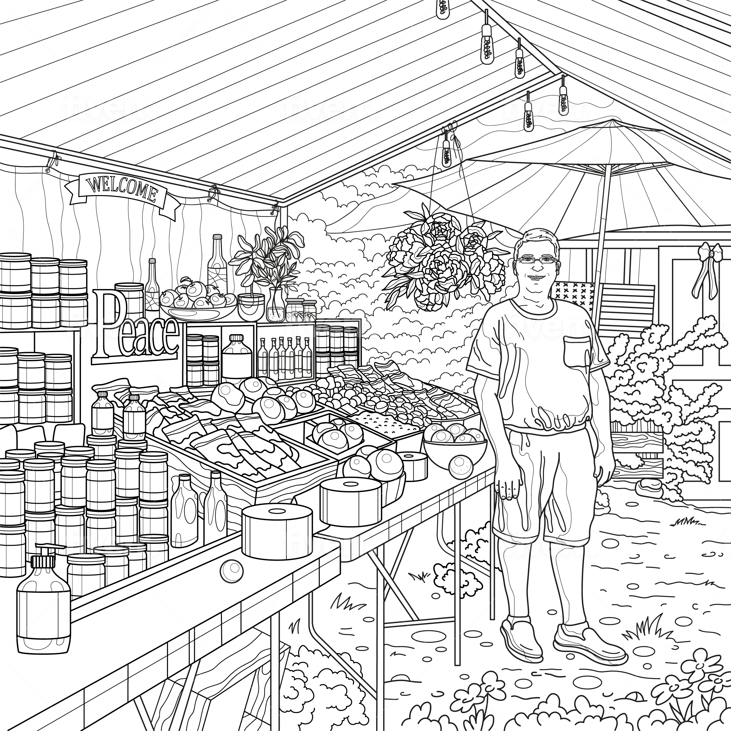 grocery store coloring page