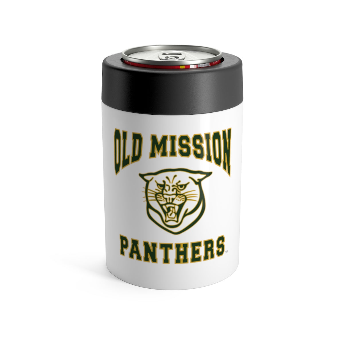 Old Mission Panthers White Stainless Steel Can Holder